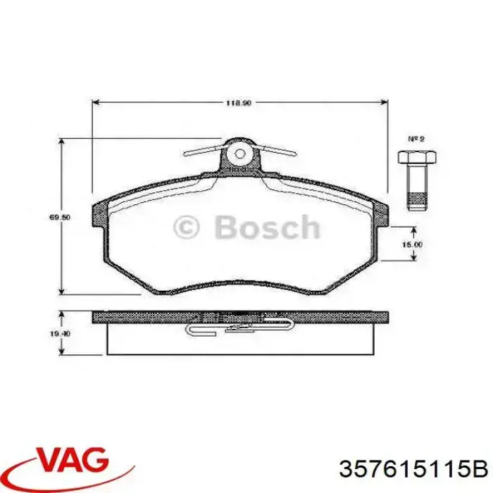 357615115B VAG pastillas de freno delanteras