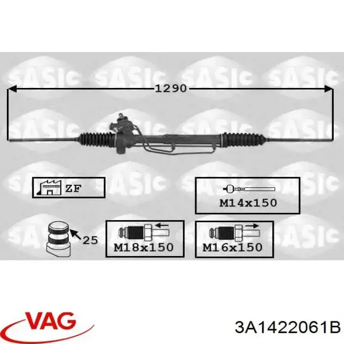 3A1422061B VAG cremallera de dirección