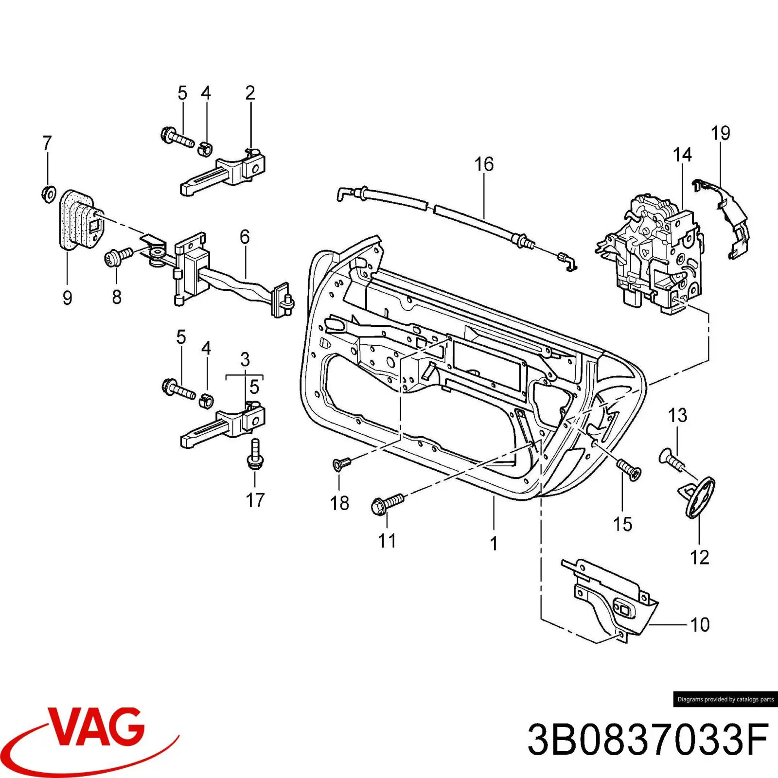  Cuña de cierre puerta corrediza trasera para Volkswagen Golf 4 