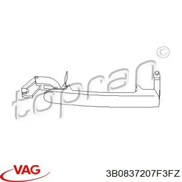 3B0837207F3FZ VAG tirador de puerta exterior trasero