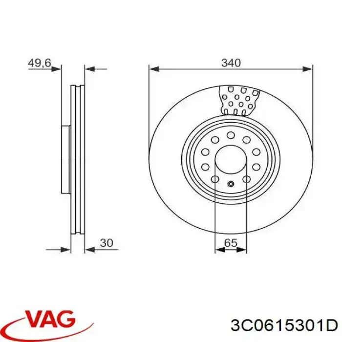 3C0615301D VAG freno de disco delantero