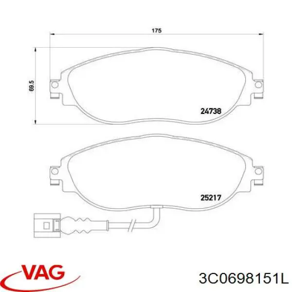 3C0698151L VAG pastillas de freno delanteras