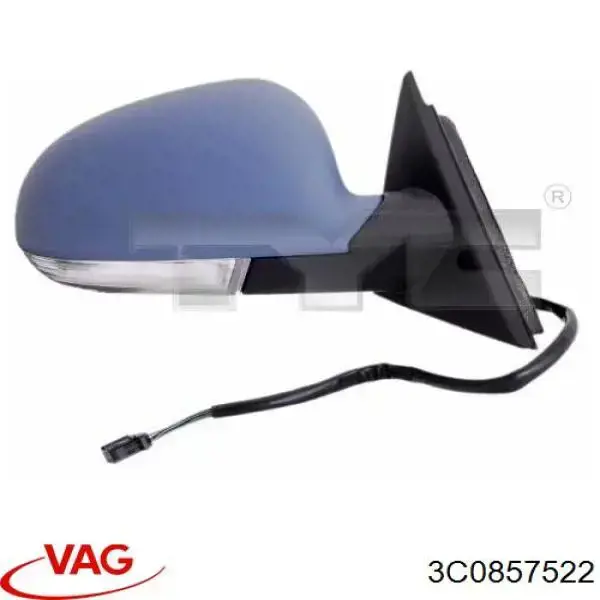 3C0857522 VAG cristal de espejo retrovisor exterior derecho