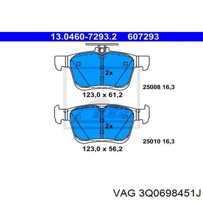 3Q0698451J VAG pastillas de freno traseras