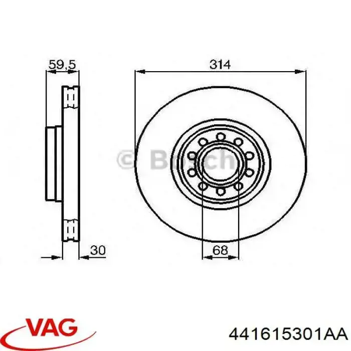 441615301AA VAG freno de disco delantero