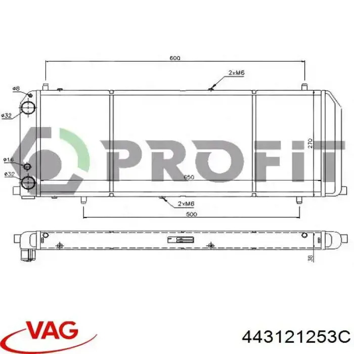 443121253C VAG radiador refrigeración del motor