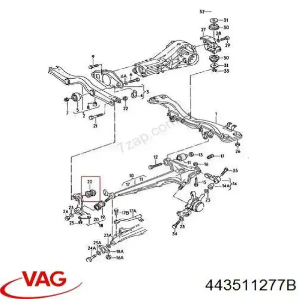 443511277B VAG suspensión, cuerpo del eje trasero