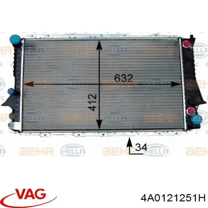 4A0121251H VAG radiador refrigeración del motor