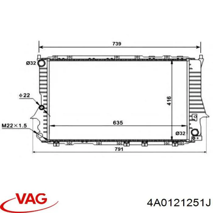 4A0121251J VAG radiador refrigeración del motor