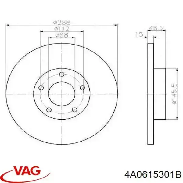 4A0615301B VAG freno de disco delantero