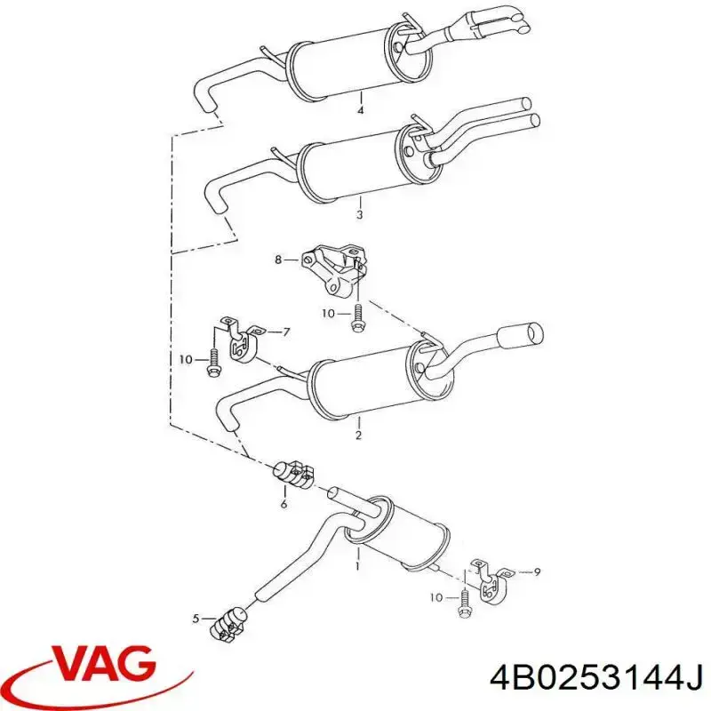 4B0253144J VAG abrazadera de silenciador trasera