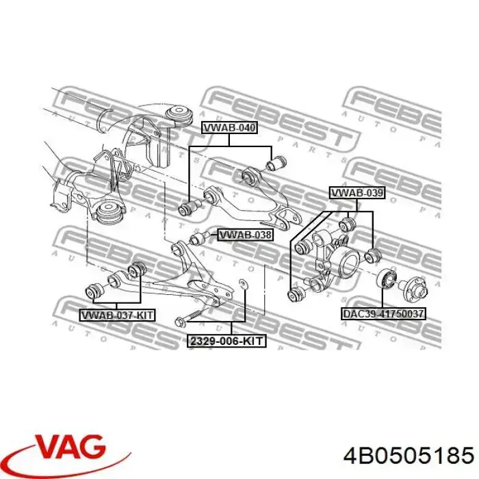 4B0505185 VAG silentblock de brazo de suspensión trasero superior