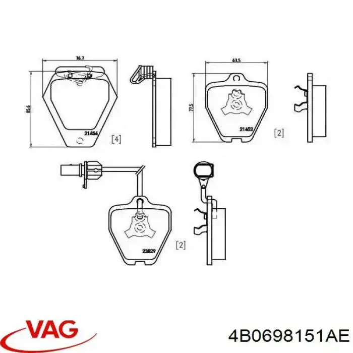 4B0698151AE VAG pastillas de freno delanteras