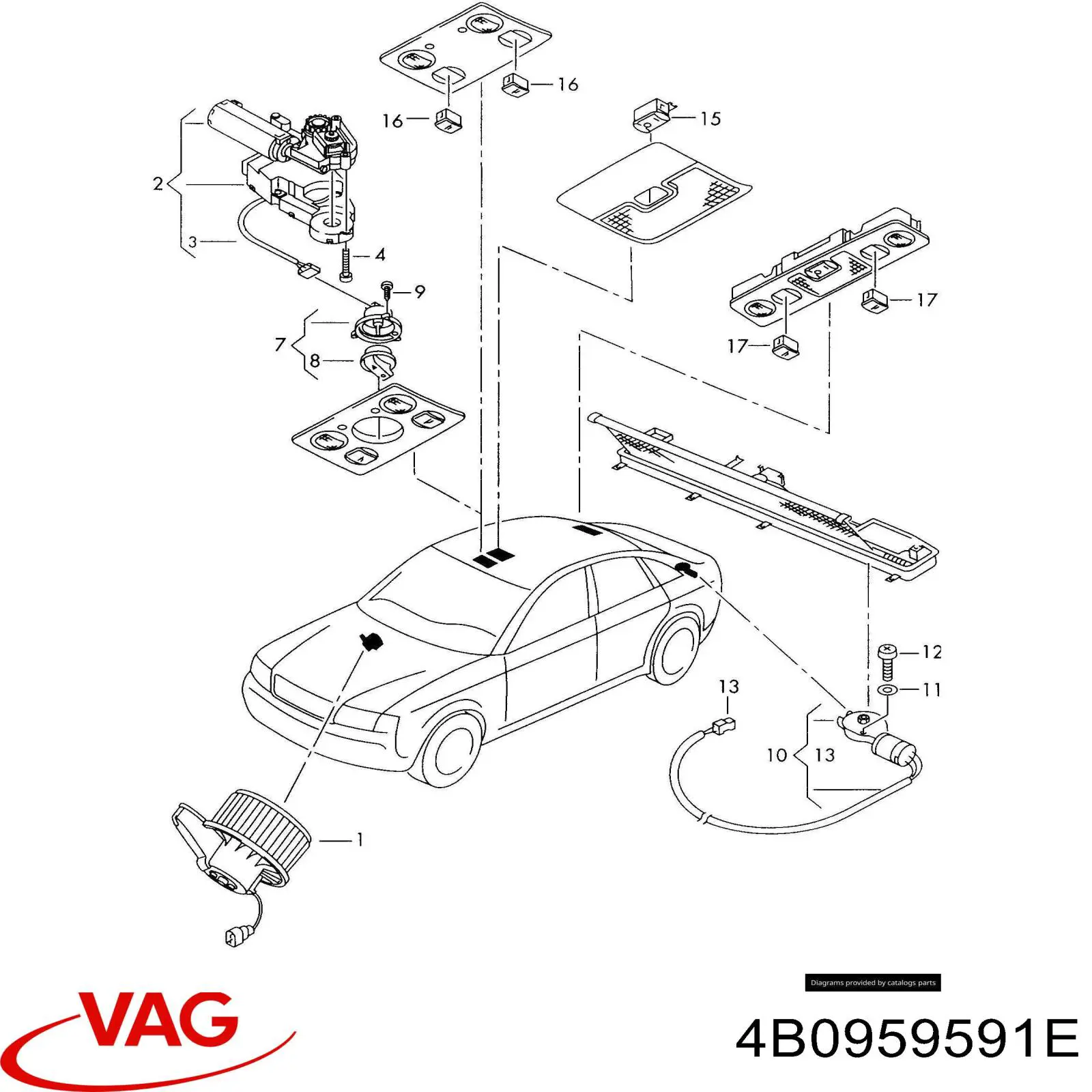 4B0959591E VAG techo corredizo motor