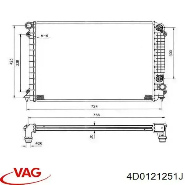 4D0121251J VAG radiador refrigeración del motor