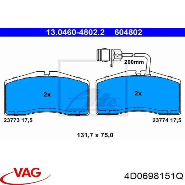 4D0698151Q VAG pastillas de freno delanteras