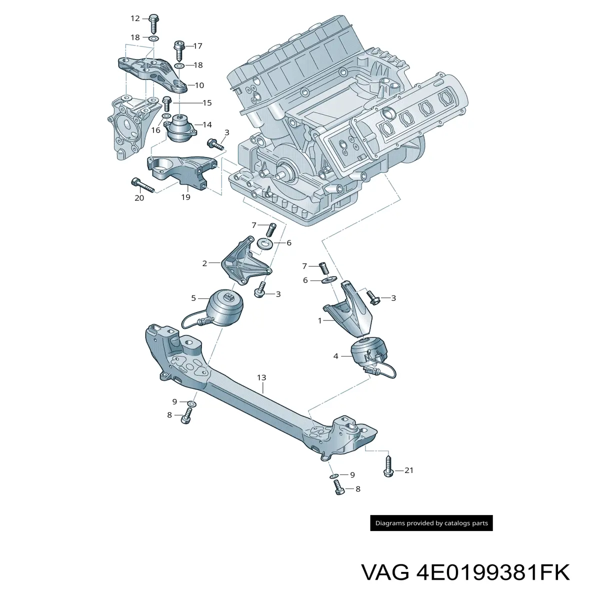 4E0199381FK VAG soporte motor izquierdo