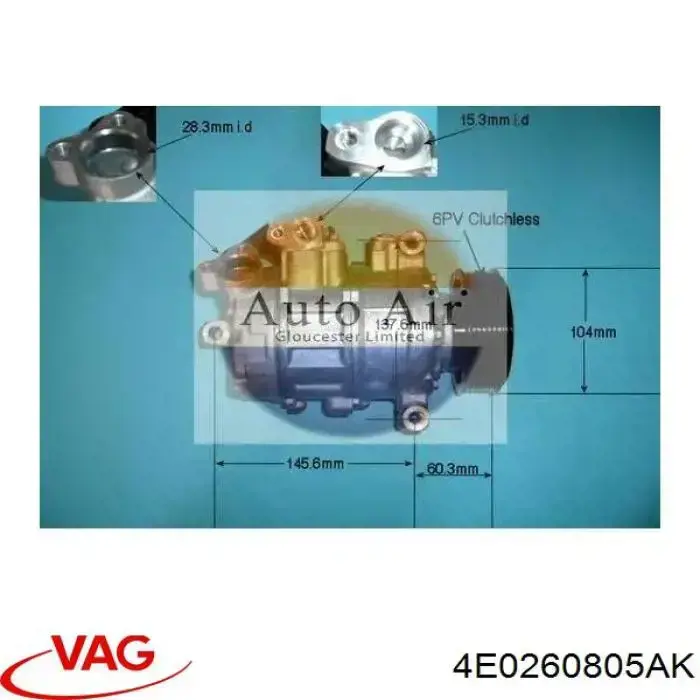 4E0260805AK VAG compresor de aire acondicionado