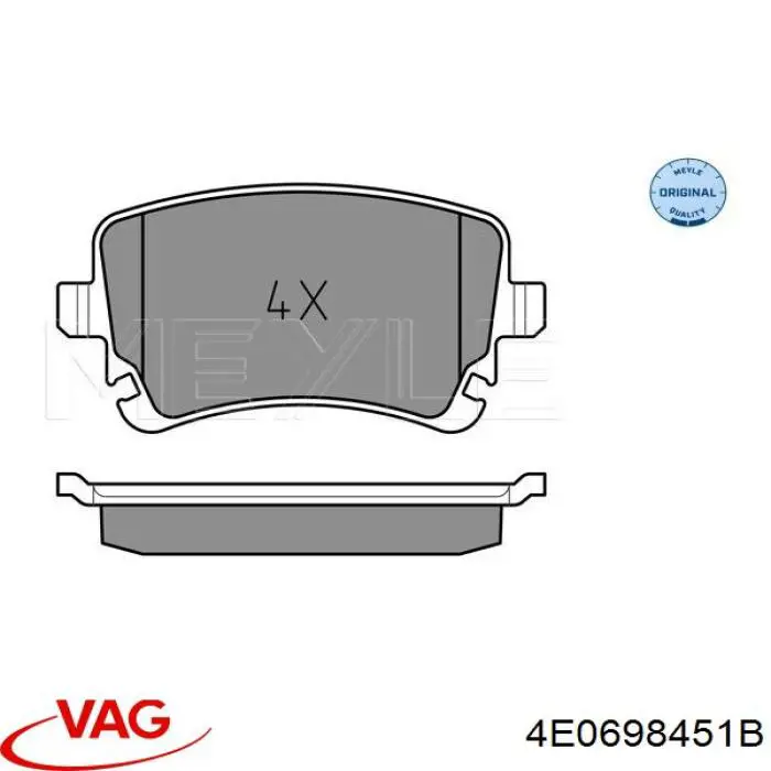 4E0698451B VAG pastillas de freno traseras