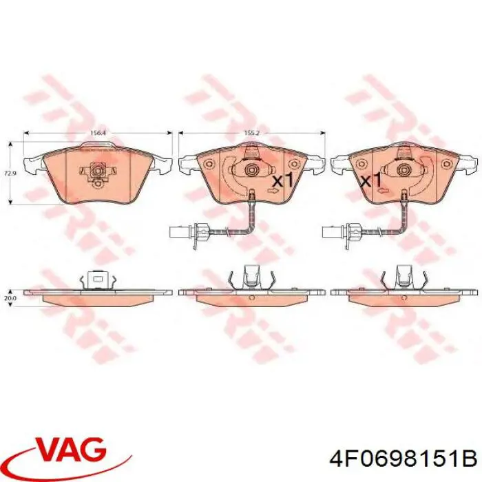 4F0698151B VAG pastillas de freno delanteras