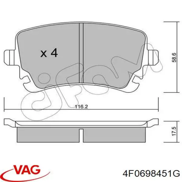 4F0698451G VAG pastillas de freno traseras