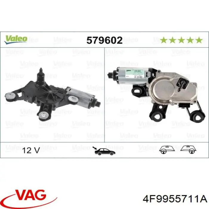 4F9955711A VAG motor limpiaparabrisas luna trasera