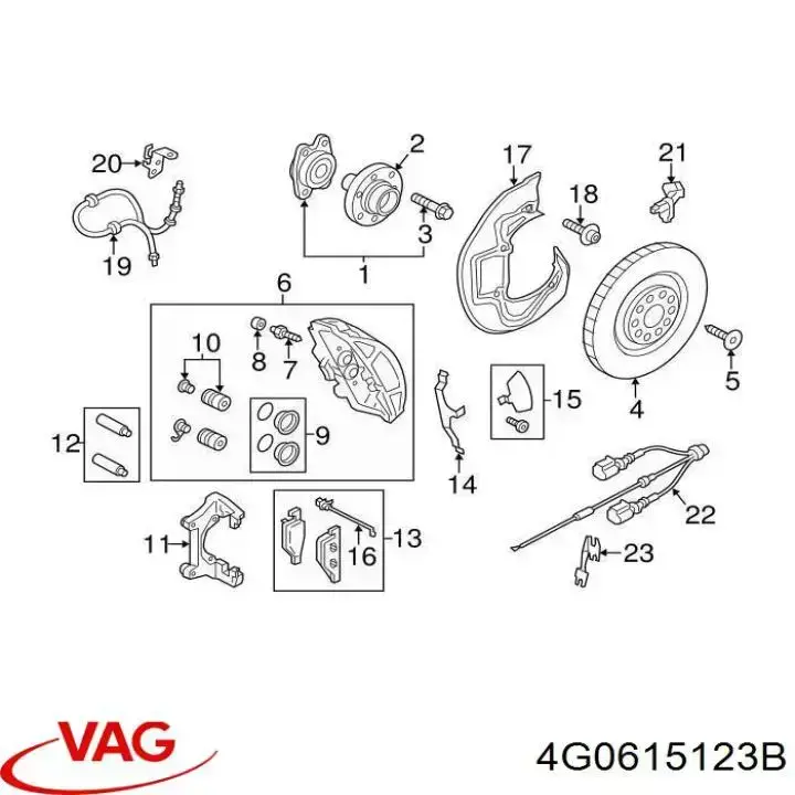 4G0615123B VAG pinza de freno delantera izquierda