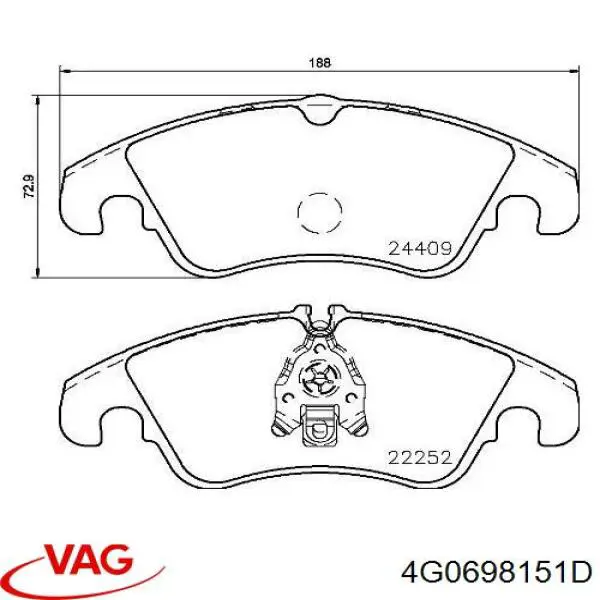 4G0698151D VAG pastillas de freno delanteras