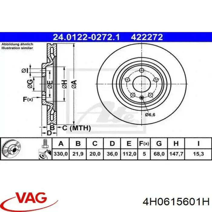 4H0615601H VAG disco de freno trasero