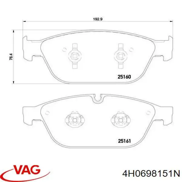 4H0698151N VAG pastillas de freno delanteras