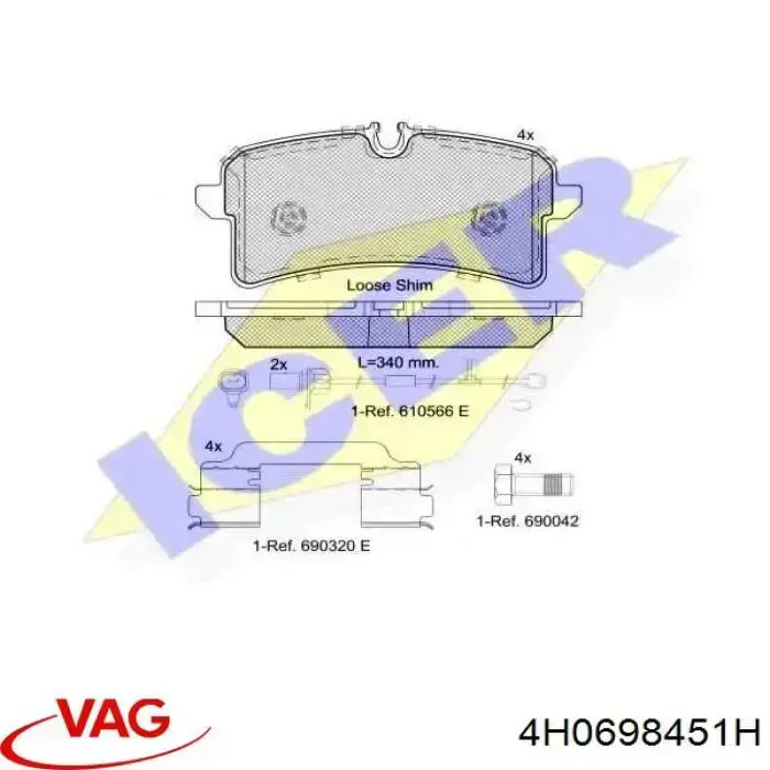 4H0698451H VAG pastillas de freno traseras