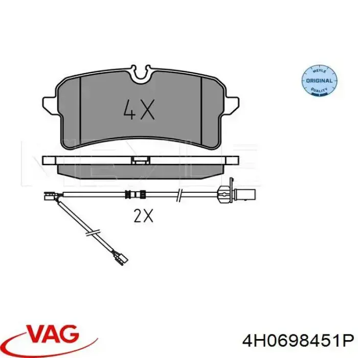 4H0698451P VAG pastillas de freno traseras