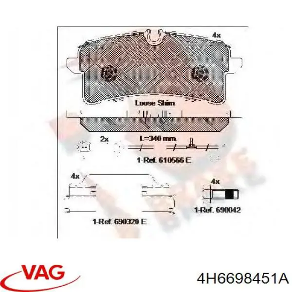 4H6698451A VAG pastillas de freno traseras