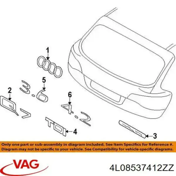 4L08537412ZZ VAG emblema de tapa de maletero