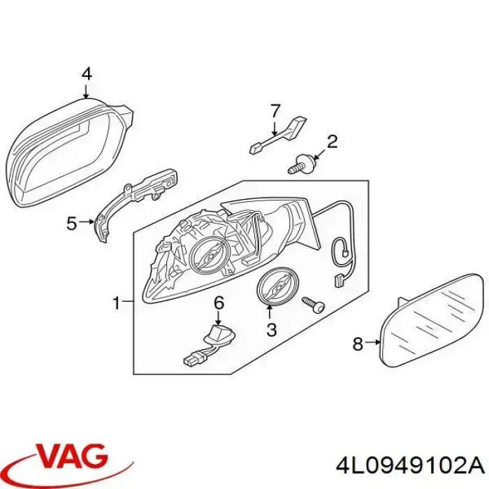 4L0949102A VAG luz intermitente de retrovisor exterior derecho