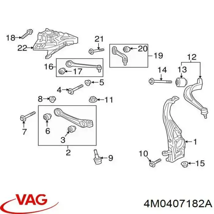 4M0407182A VAG silentblock de suspensión delantero inferior