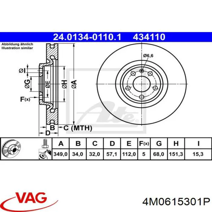 4M0615301P VAG freno de disco delantero