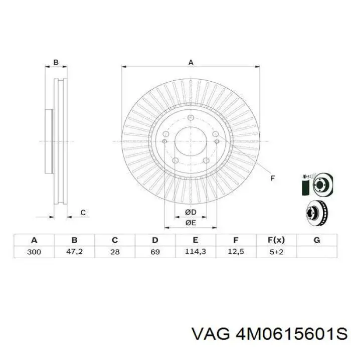 4M0615601S VAG freno de disco delantero