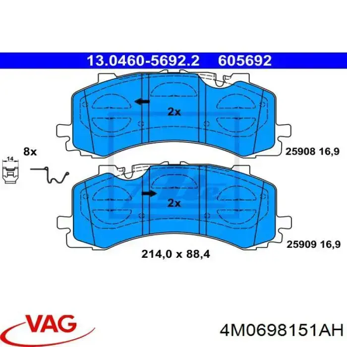 4M0698151AH VAG pastillas de freno delanteras