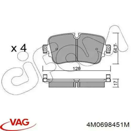 4M0698451M VAG pastillas de freno traseras