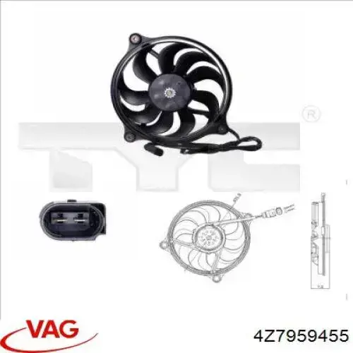 4Z7959455 VAG ventilador (rodete +motor refrigeración del motor con electromotor completo)