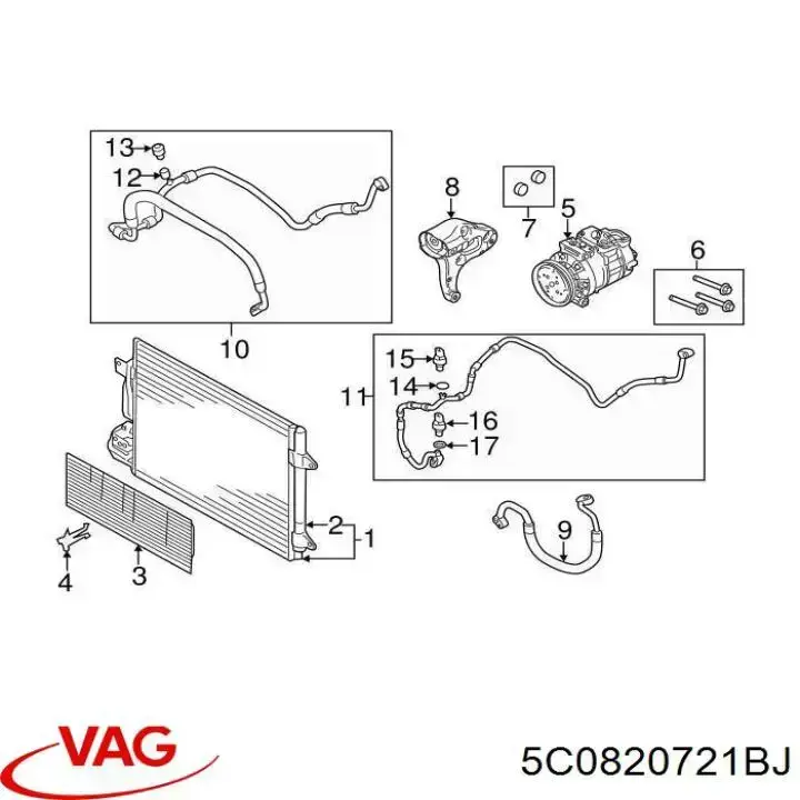 5C0820721BJ VAG tubería de alta presión, aire acondicionado, de compresor aire acondicionado a condensador