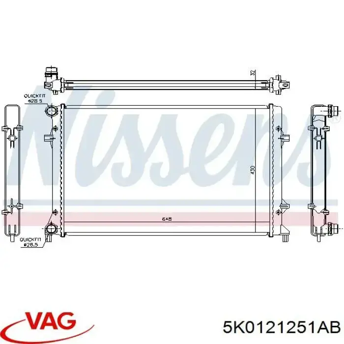 5K0121251AB VAG radiador refrigeración del motor