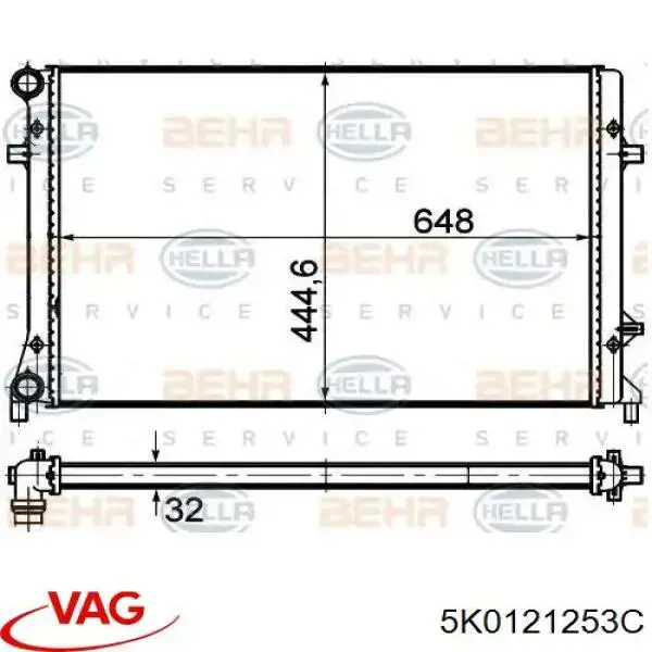 5K0121253C VAG radiador refrigeración del motor