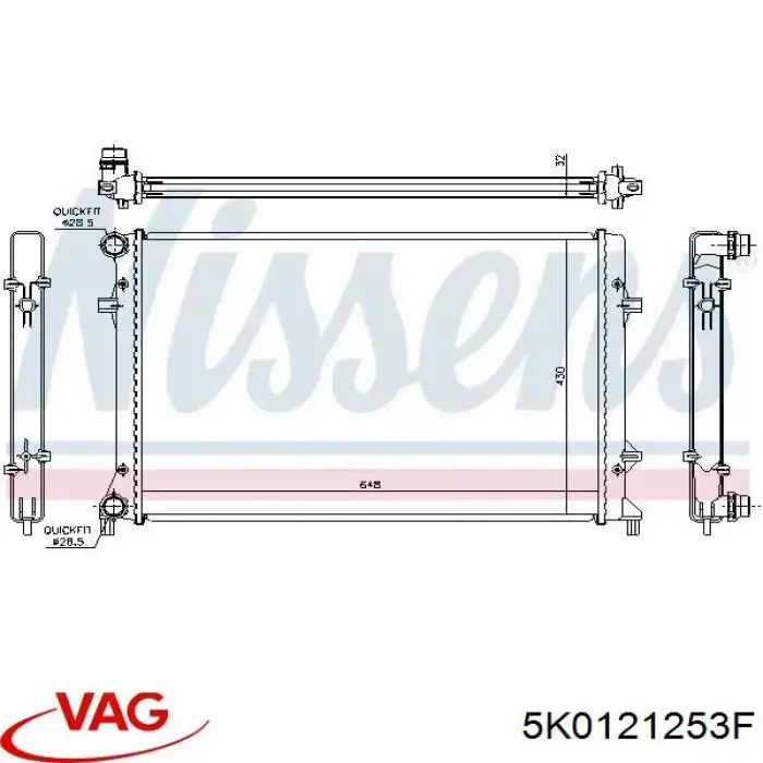 5K0121253F VAG radiador refrigeración del motor