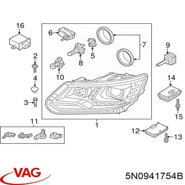 5N0941754 VAG faro derecho