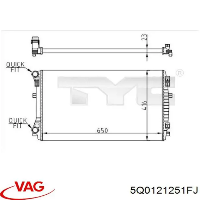 5Q0121251FJ VAG radiador refrigeración del motor