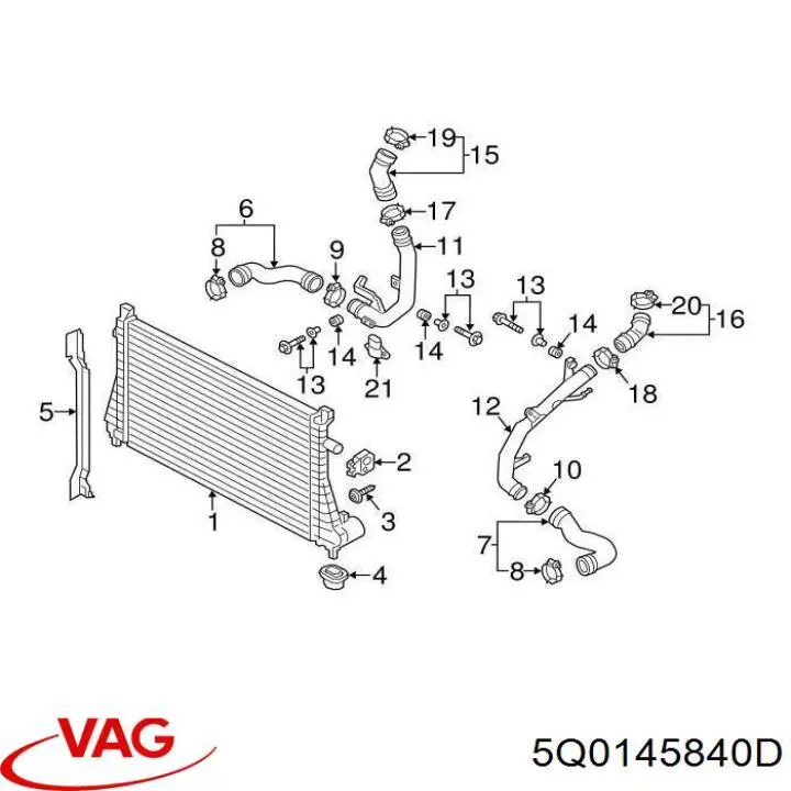 5Q0145840D VAG tubo flexible de aire de sobrealimentación izquierdo