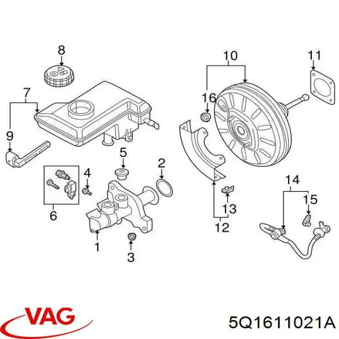5Q1611021A VAG cilindro principal de freno