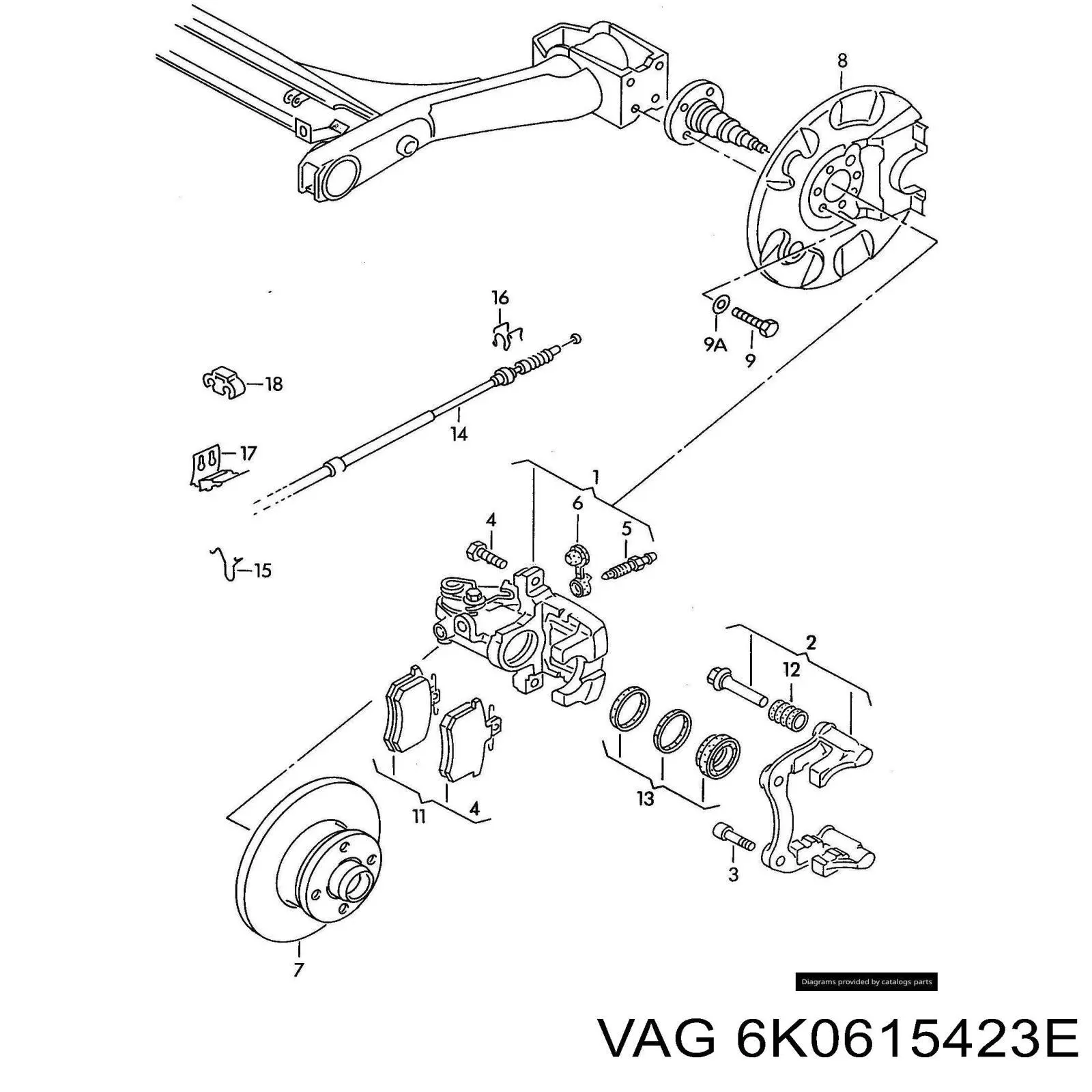 6K0615423E VAG pinza de freno trasera izquierda